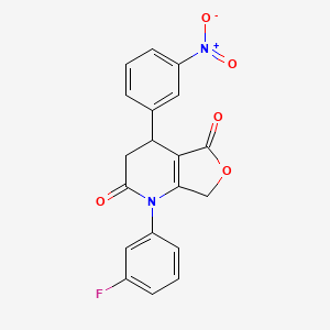 molecular formula C19H13FN2O5 B4313114 1-(3-FLUOROPHENYL)-4-(3-NITROPHENYL)-1H,2H,3H,4H,5H,7H-FURO[3,4-B]PYRIDINE-2,5-DIONE 