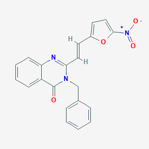 molecular formula C21H15N3O4 B431312 3-benzyl-2-(2-{5-nitro-2-furyl}vinyl)-4(3H)-quinazolinone CAS No. 384375-52-4