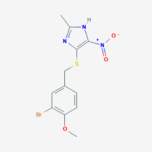 molecular formula C12H12BrN3O3S B431314 5-[(3-bromo-4-methoxybenzyl)sulfanyl]-4-nitro-2-methyl-1H-imidazole CAS No. 433973-91-2