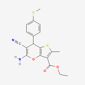 molecular formula C19H18N2O3S2 B4313144 ethyl 5-amino-6-cyano-2-methyl-7-[4-(methylsulfanyl)phenyl]-7H-thieno[3,2-b]pyran-3-carboxylate 