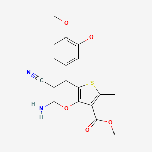 molecular formula C19H18N2O5S B4313147 methyl 5-amino-6-cyano-7-(3,4-dimethoxyphenyl)-2-methyl-7H-thieno[3,2-b]pyran-3-carboxylate 