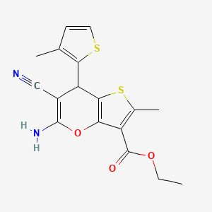 ethyl 5-amino-6-cyano-2-methyl-7-(3-methyl-2-thienyl)-7H-thieno[3,2-b]pyran-3-carboxylate