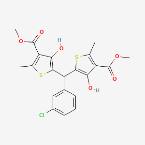 molecular formula C21H19ClO6S2 B4313194 METHYL 5-[(3-CHLOROPHENYL)[3-HYDROXY-4-(METHOXYCARBONYL)-5-METHYLTHIOPHEN-2-YL]METHYL]-4-HYDROXY-2-METHYLTHIOPHENE-3-CARBOXYLATE 