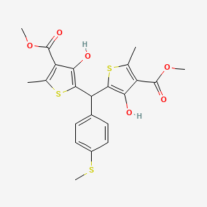 molecular formula C22H22O6S3 B4313201 METHYL 4-HYDROXY-5-{[3-HYDROXY-4-(METHOXYCARBONYL)-5-METHYLTHIOPHEN-2-YL][4-(METHYLSULFANYL)PHENYL]METHYL}-2-METHYLTHIOPHENE-3-CARBOXYLATE 