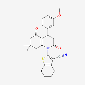 molecular formula C27H28N2O3S B4313219 2-[4-(3-METHOXYPHENYL)-7,7-DIMETHYL-2,5-DIOXO-1,2,3,4,5,6,7,8-OCTAHYDROQUINOLIN-1-YL]-4,5,6,7-TETRAHYDRO-1-BENZOTHIOPHENE-3-CARBONITRILE 