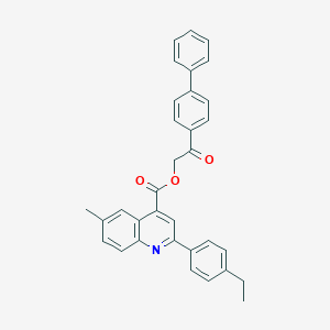 molecular formula C33H27NO3 B431322 2-(Biphenyl-4-yl)-2-oxoethyl 2-(4-ethylphenyl)-6-methylquinoline-4-carboxylate 