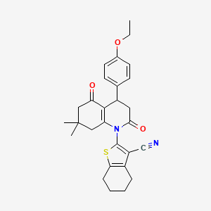 molecular formula C28H30N2O3S B4313228 2-[4-(4-ETHOXYPHENYL)-7,7-DIMETHYL-2,5-DIOXO-1,2,3,4,5,6,7,8-OCTAHYDROQUINOLIN-1-YL]-4,5,6,7-TETRAHYDRO-1-BENZOTHIOPHENE-3-CARBONITRILE 