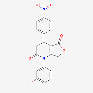 molecular formula C19H13FN2O5 B4313238 1-(3-fluorophenyl)-4-(4-nitrophenyl)-4,7-dihydrofuro[3,4-b]pyridine-2,5(1H,3H)-dione 