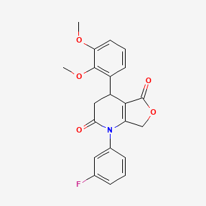 molecular formula C21H18FNO5 B4313246 4-(2,3-DIMETHOXYPHENYL)-1-(3-FLUOROPHENYL)-1H,2H,3H,4H,5H,7H-FURO[3,4-B]PYRIDINE-2,5-DIONE 