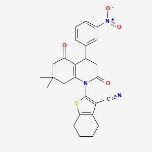 2-[7,7-DIMETHYL-4-(3-NITROPHENYL)-2,5-DIOXO-1,2,3,4,5,6,7,8-OCTAHYDROQUINOLIN-1-YL]-4,5,6,7-TETRAHYDRO-1-BENZOTHIOPHENE-3-CARBONITRILE