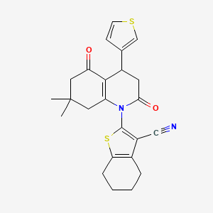 2-[7,7-DIMETHYL-2,5-DIOXO-4-(THIOPHEN-3-YL)-1,2,3,4,5,6,7,8-OCTAHYDROQUINOLIN-1-YL]-4,5,6,7-TETRAHYDRO-1-BENZOTHIOPHENE-3-CARBONITRILE