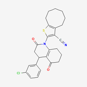 2-[4-(3-CHLOROPHENYL)-2,5-DIOXO-1,2,3,4,5,6,7,8-OCTAHYDROQUINOLIN-1-YL]-4H,5H,6H,7H,8H,9H-CYCLOOCTA[B]THIOPHENE-3-CARBONITRILE