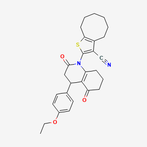 2-[4-(4-ETHOXYPHENYL)-2,5-DIOXO-1,2,3,4,5,6,7,8-OCTAHYDROQUINOLIN-1-YL]-4H,5H,6H,7H,8H,9H-CYCLOOCTA[B]THIOPHENE-3-CARBONITRILE