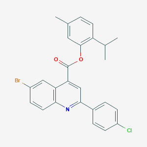 molecular formula C26H21BrClNO2 B431329 2-Isopropyl-5-methylphenyl 6-bromo-2-(4-chlorophenyl)-4-quinolinecarboxylate 