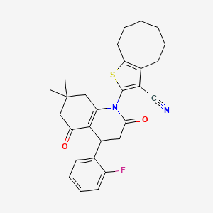 2-[4-(2-FLUOROPHENYL)-7,7-DIMETHYL-2,5-DIOXO-1,2,3,4,5,6,7,8-OCTAHYDROQUINOLIN-1-YL]-4H,5H,6H,7H,8H,9H-CYCLOOCTA[B]THIOPHENE-3-CARBONITRILE