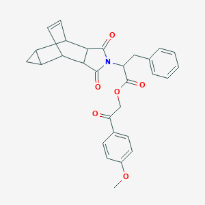 2-(4-methoxyphenyl)-2-oxoethyl 2-(1,3-dioxooctahydro-4,6-ethenocyclopropa[f]isoindol-2(1H)-yl)-3-phenylpropanoate