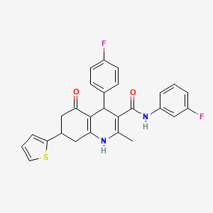 N-(3-FLUOROPHENYL)-4-(4-FLUOROPHENYL)-2-METHYL-5-OXO-7-(2-THIENYL)-1,4,5,6,7,8-HEXAHYDRO-3-QUINOLINECARBOXAMIDE