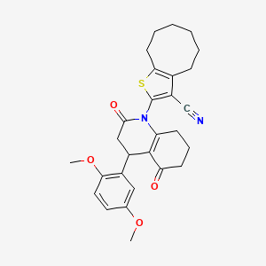 2-[4-(2,5-DIMETHOXYPHENYL)-2,5-DIOXO-1,2,3,4,5,6,7,8-OCTAHYDROQUINOLIN-1-YL]-4H,5H,6H,7H,8H,9H-CYCLOOCTA[B]THIOPHENE-3-CARBONITRILE