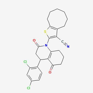 molecular formula C26H24Cl2N2O2S B4313353 2-[4-(2,4-DICHLOROPHENYL)-2,5-DIOXO-3,4,5,6,7,8-HEXAHYDRO-1(2H)-QUINOLINYL]-4,5,6,7,8,9-HEXAHYDROCYCLOOCTA[B]THIOPHEN-3-YL CYANIDE 