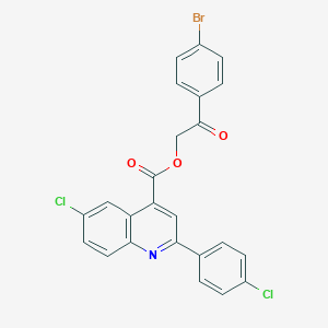 molecular formula C24H14BrCl2NO3 B431336 2-(4-Bromophenyl)-2-oxoethyl 6-chloro-2-(4-chlorophenyl)-4-quinolinecarboxylate 