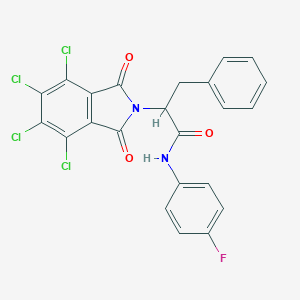 molecular formula C23H13Cl4FN2O3 B431339 N-(4-fluorophenyl)-3-phenyl-2-(4,5,6,7-tetrachloro-1,3-dioxo-1,3-dihydro-2H-isoindol-2-yl)propanamide 