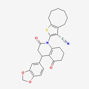 2-[4-(2H-1,3-BENZODIOXOL-5-YL)-2,5-DIOXO-1,2,3,4,5,6,7,8-OCTAHYDROQUINOLIN-1-YL]-4H,5H,6H,7H,8H,9H-CYCLOOCTA[B]THIOPHENE-3-CARBONITRILE