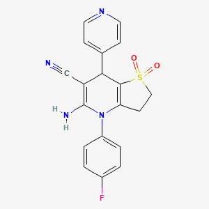 molecular formula C19H15FN4O2S B4313512 5-AMINO-4-(4-FLUOROPHENYL)-7-(4-PYRIDINYL)-2,3,4,7-TETRAHYDROTHIENO[3,2-B]PYRIDINE-6-CARBONITRILE 1,1-DIOXIDE 