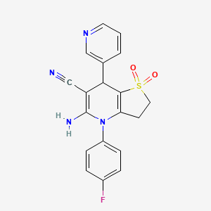 molecular formula C19H15FN4O2S B4313525 5-AMINO-4-(4-FLUOROPHENYL)-7-(3-PYRIDINYL)-2,3,4,7-TETRAHYDROTHIENO[3,2-B]PYRIDINE-6-CARBONITRILE 1,1-DIOXIDE 