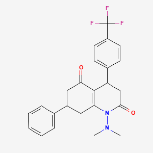 molecular formula C24H23F3N2O2 B4313545 1-(DIMETHYLAMINO)-7-PHENYL-4-[4-(TRIFLUOROMETHYL)PHENYL]-4,6,7,8-TETRAHYDRO-2,5(1H,3H)-QUINOLINEDIONE 