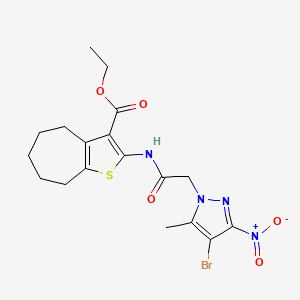 ETHYL 2-[2-(4-BROMO-5-METHYL-3-NITRO-1H-PYRAZOL-1-YL)ACETAMIDO]-4H,5H,6H,7H,8H-CYCLOHEPTA[B]THIOPHENE-3-CARBOXYLATE