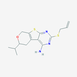 molecular formula C15H19N3OS2 B431358 6-(propan-2-yl)-2-(prop-2-en-1-ylsulfanyl)-5,8-dihydro-6H-pyrano[4',3':4,5]thieno[2,3-d]pyrimidin-4-amine 