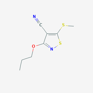 molecular formula C8H10N2OS2 B4313596 5-(METHYLSULFANYL)-3-PROPOXY-4-ISOTHIAZOLECARBONITRILE 