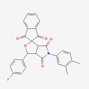 molecular formula C28H20FNO5 B4313606 5-(3,4-dimethylphenyl)-3-(4-fluorophenyl)-3a,6a-dihydrospiro[furo[3,4-c]pyrrole-1,2'-indene]-1',3',4,6(3H,5H)-tetrone 