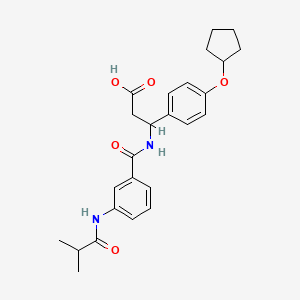 molecular formula C25H30N2O5 B4313610 3-[4-(cyclopentyloxy)phenyl]-3-{[3-(isobutyrylamino)benzoyl]amino}propanoic acid 