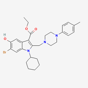 ETHYL 6-BROMO-1-CYCLOHEXYL-5-HYDROXY-2-{[4-(4-METHYLPHENYL)PIPERAZINO]METHYL}-1H-INDOLE-3-CARBOXYLATE