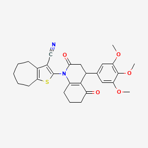 2-[2,5-DIOXO-4-(3,4,5-TRIMETHOXYPHENYL)-3,4,5,6,7,8-HEXAHYDRO-1(2H)-QUINOLINYL]-5,6,7,8-TETRAHYDRO-4H-CYCLOHEPTA[B]THIOPHEN-3-YL CYANIDE