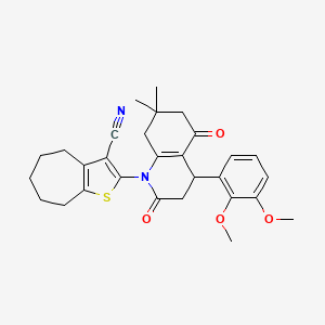 2-[4-(2,3-DIMETHOXYPHENYL)-7,7-DIMETHYL-2,5-DIOXO-3,4,5,6,7,8-HEXAHYDRO-1(2H)-QUINOLINYL]-5,6,7,8-TETRAHYDRO-4H-CYCLOHEPTA[B]THIOPHEN-3-YL CYANIDE