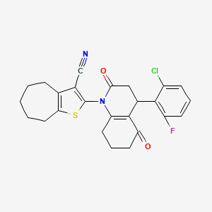 2-[4-(2-CHLORO-6-FLUOROPHENYL)-2,5-DIOXO-1,2,3,4,5,6,7,8-OCTAHYDROQUINOLIN-1-YL]-4H,5H,6H,7H,8H-CYCLOHEPTA[B]THIOPHENE-3-CARBONITRILE