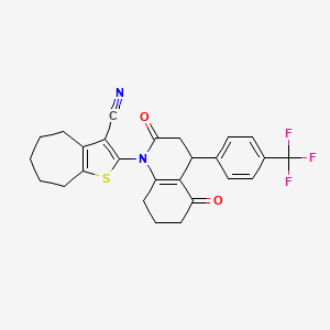 2-{2,5-DIOXO-4-[4-(TRIFLUOROMETHYL)PHENYL]-1,2,3,4,5,6,7,8-OCTAHYDROQUINOLIN-1-YL}-4H,5H,6H,7H,8H-CYCLOHEPTA[B]THIOPHENE-3-CARBONITRILE