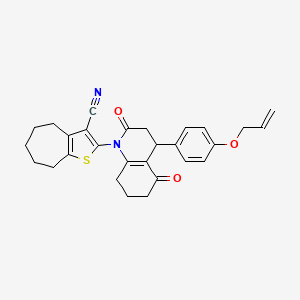 2-{2,5-DIOXO-4-[4-(PROP-2-EN-1-YLOXY)PHENYL]-1,2,3,4,5,6,7,8-OCTAHYDROQUINOLIN-1-YL}-4H,5H,6H,7H,8H-CYCLOHEPTA[B]THIOPHENE-3-CARBONITRILE