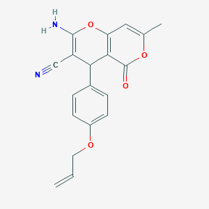 molecular formula C19H16N2O4 B4313719 2-AMINO-7-METHYL-5-OXO-4-[4-(PROP-2-EN-1-YLOXY)PHENYL]-4H,5H-PYRANO[3,2-C]PYRAN-3-CARBONITRILE 