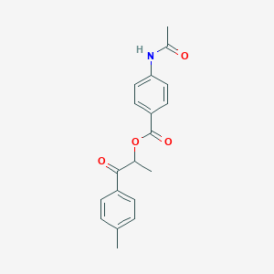 molecular formula C19H19NO4 B431374 1-(4-Methylphenyl)-1-oxopropan-2-yl 4-(acetylamino)benzoate 