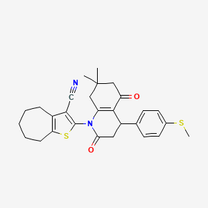 2-{7,7-DIMETHYL-4-[4-(METHYLSULFANYL)PHENYL]-2,5-DIOXO-1,2,3,4,5,6,7,8-OCTAHYDROQUINOLIN-1-YL}-4H,5H,6H,7H,8H-CYCLOHEPTA[B]THIOPHENE-3-CARBONITRILE