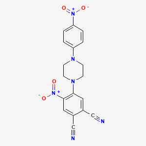 molecular formula C18H14N6O4 B4313769 2-CYANO-4-NITRO-5-[4-(4-NITROPHENYL)PIPERAZINO]PHENYL CYANIDE 