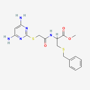 molecular formula C17H21N5O3S2 B4313793 Methyl 3-(benzylsulfanyl)-2-{2-[(4,6-diaminopyrimidin-2-YL)sulfanyl]acetamido}propanoate 