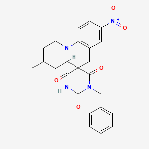 molecular formula C24H24N4O5 B4313814 1'-benzyl-3-methyl-8-nitro-2,3,4,4a-tetrahydro-1H,2'H,6H-spiro[pyrido[1,2-a]quinoline-5,5'-pyrimidine]-2',4',6'(1'H,3'H)-trione 