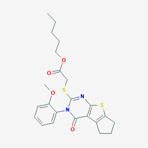 pentyl {[3-(2-methoxyphenyl)-4-oxo-3,5,6,7-tetrahydro-4H-cyclopenta[4,5]thieno[2,3-d]pyrimidin-2-yl]sulfanyl}acetate