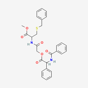 molecular formula C28H28N2O6S B4313898 METHYL 2-[(2-{[2-(BENZOYLAMINO)-2-PHENYLACETYL]OXY}ACETYL)AMINO]-3-(BENZYLSULFANYL)PROPANOATE 