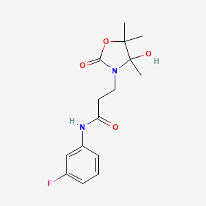 molecular formula C15H19FN2O4 B4313920 N-(3-fluorophenyl)-3-(4-hydroxy-4,5,5-trimethyl-2-oxo-1,3-oxazolidin-3-yl)propanamide 