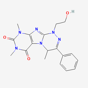 molecular formula C18H20N6O3 B4313932 1-(2-hydroxyethyl)-4,7,9-trimethyl-3-phenyl-1,4-dihydro[1,2,4]triazino[3,4-f]purine-6,8(7H,9H)-dione 